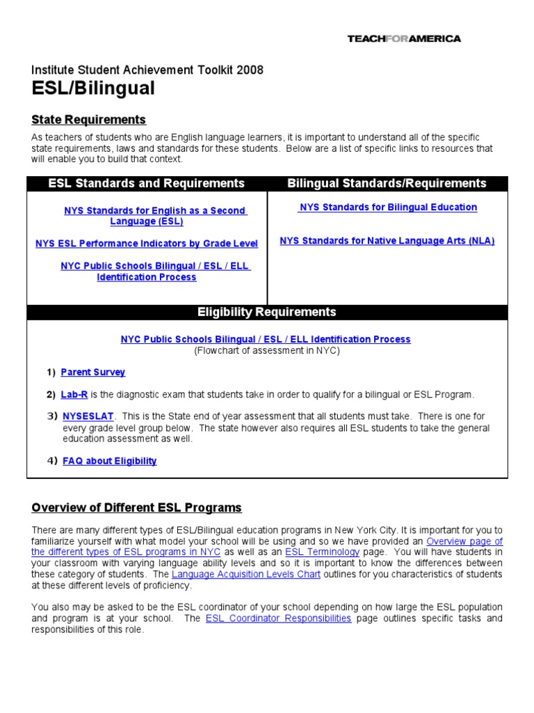 ESL/Bilingual Education Resources Guide | PDF | English As A Second Or ...
