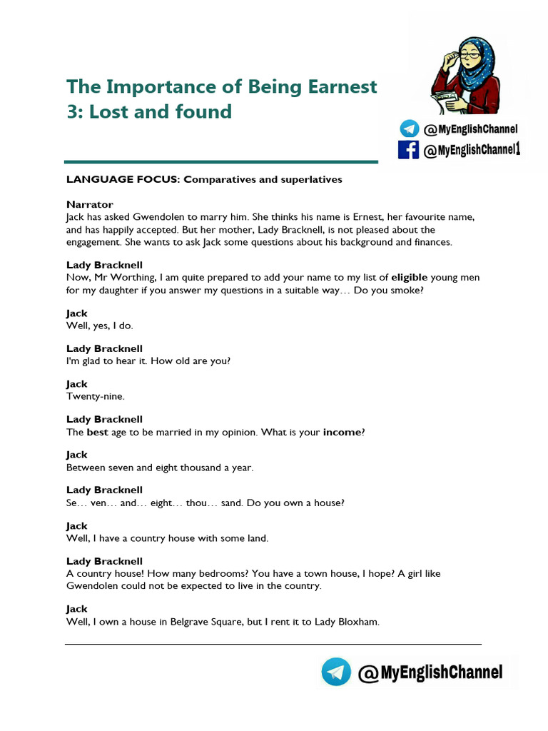 3 - The Importance of Being Earnest @MyEnglishChann | PDF
