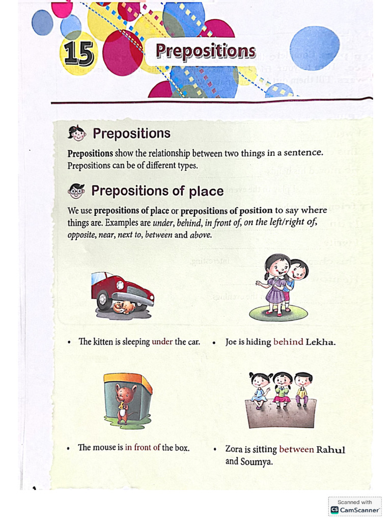 Prepositions (STD 4) | PDF