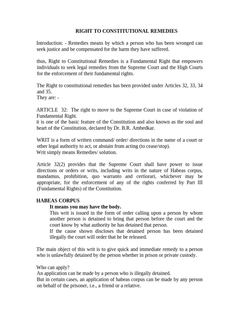 Constitutional Remedies | PDF