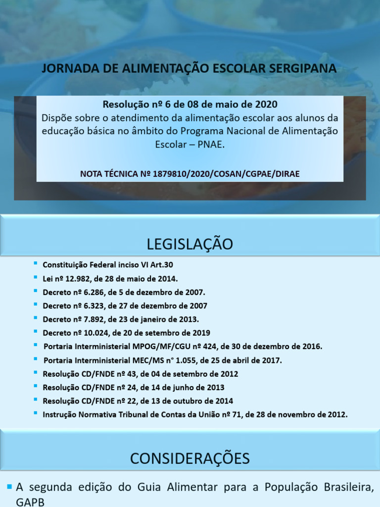 Jornada Da Alimentacao Escolar Sergipana 6 Pdf