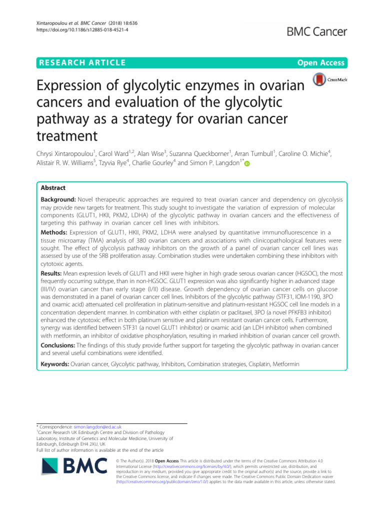 Expression of Glycolytic Enzymes in Ovarian Cancers and Evaluation of ...