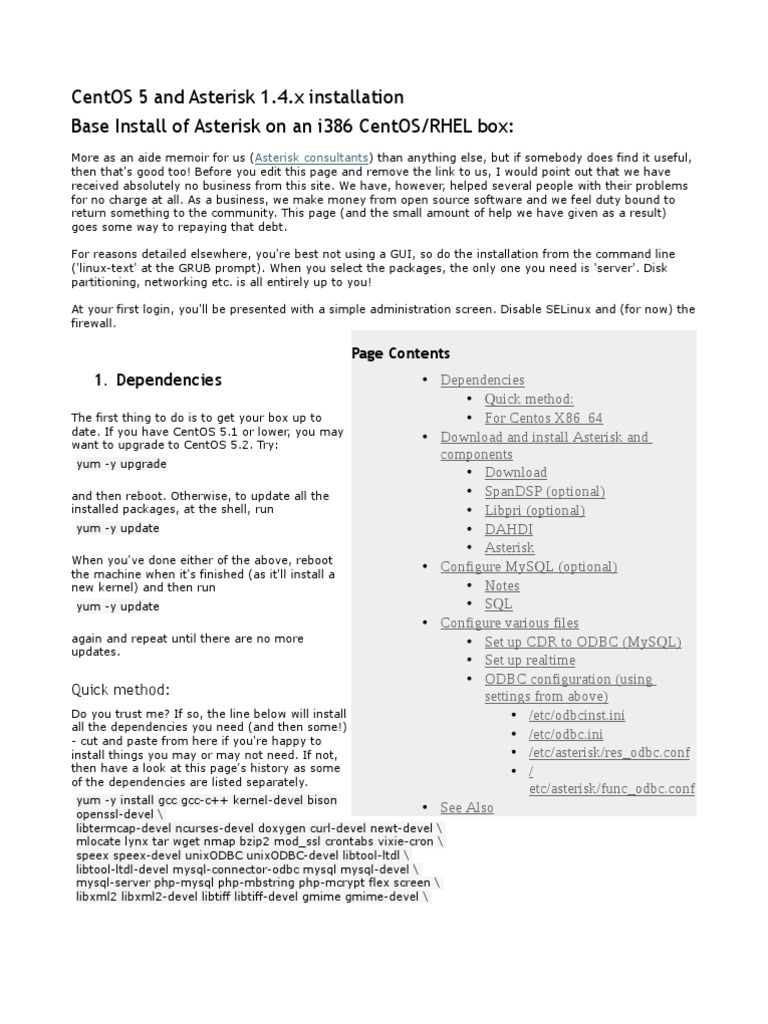 CentOS 5 Asterisk 1.4.x Installation Guide | PDF | Data Management ...