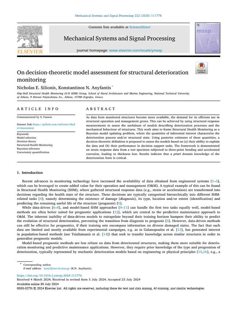 On Decision Theoretic Model Assessment For Stru - 2025 - Mechanical ...