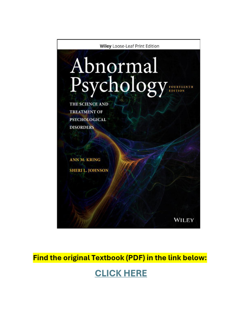 Abnormal Psychology The Science and Treatment of Psychological