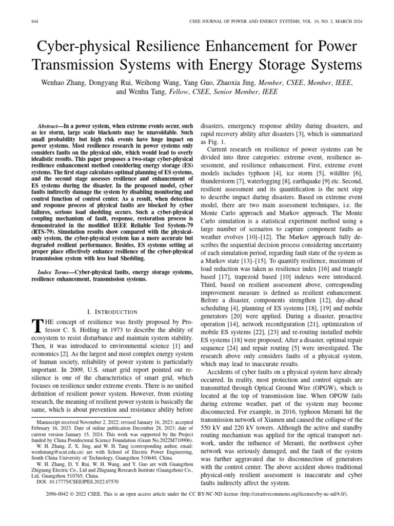 Cyber-Physical Resilience in Power Systems | PDF | Ecological ...