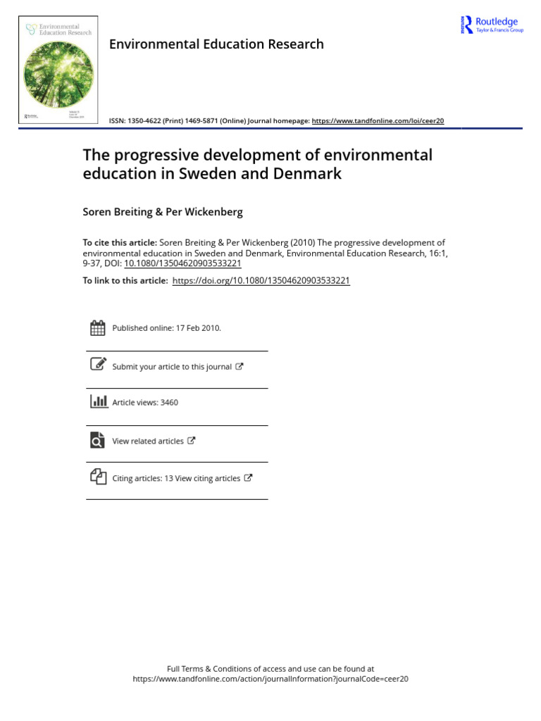 The Progressive Development of Environmental Education in Sweden and ...