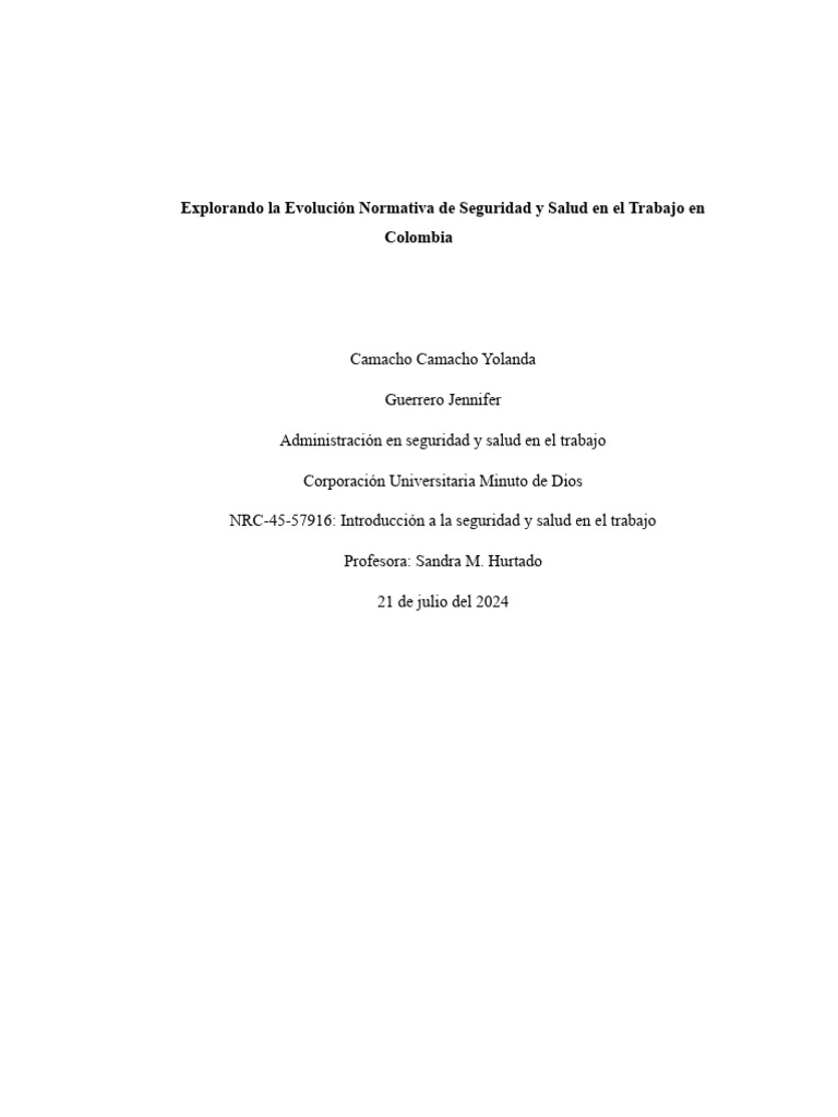 Evolución Normativa de Seguridad y Salud en El Trabajo | PDF