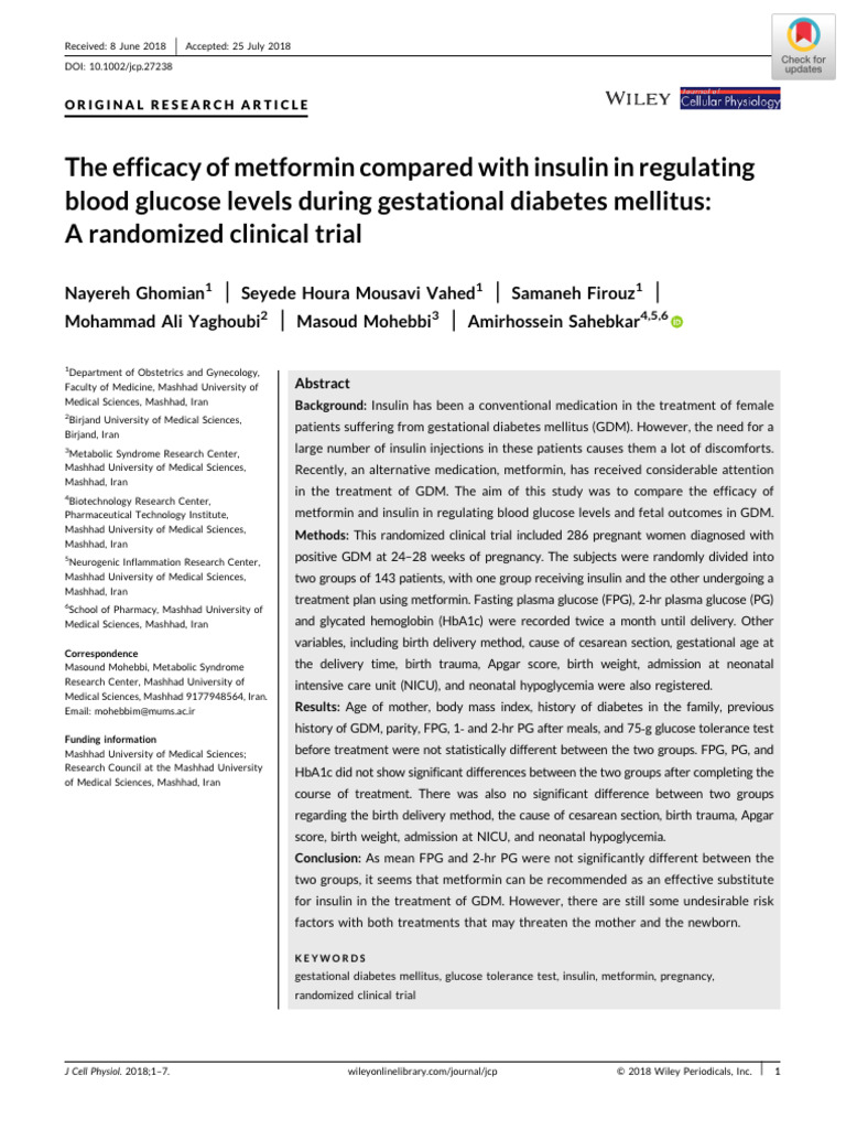 The Efficacy of Metformin Compared With Insulin | PDF