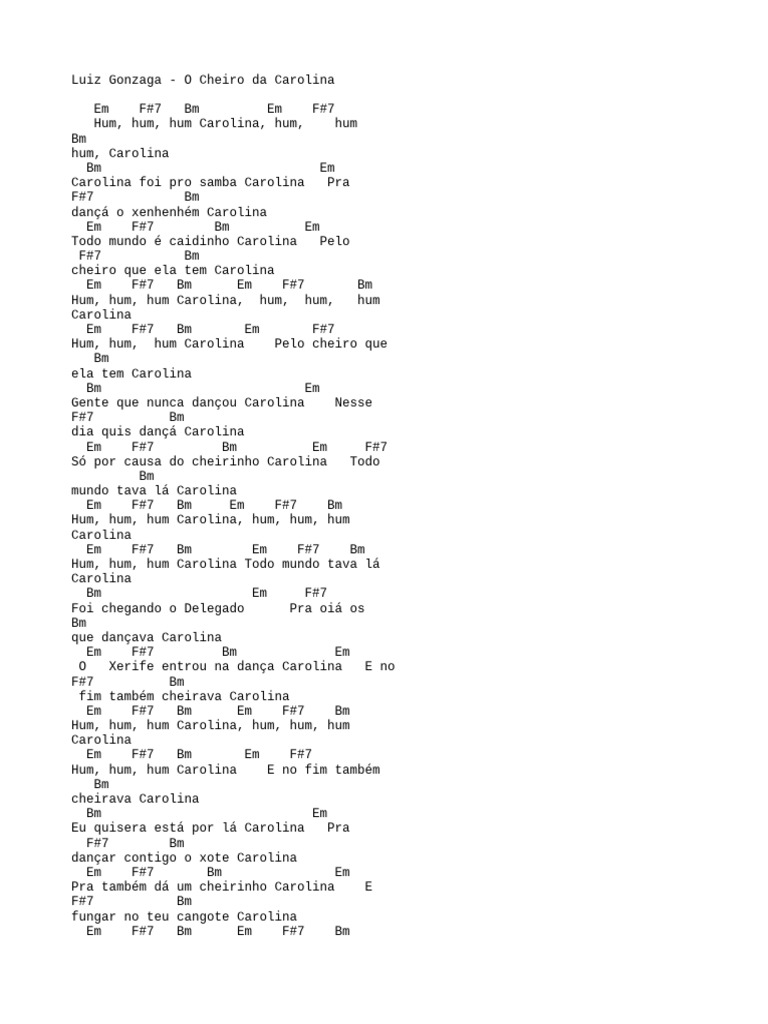 O Cheiro da Carolina - Letra e Acordes | PDF | Arte