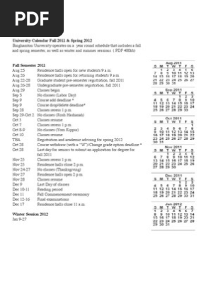 University Calendar Fall 2011 & Spring 2012 | Pdf