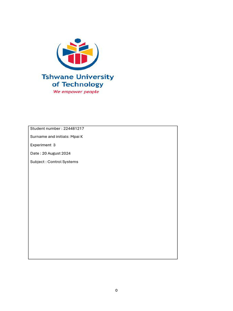 Experiment 3 Control System | PDF