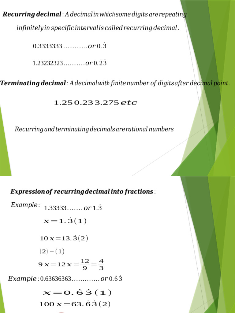 Recurring and Terminating Decimals Worksheet | PDF