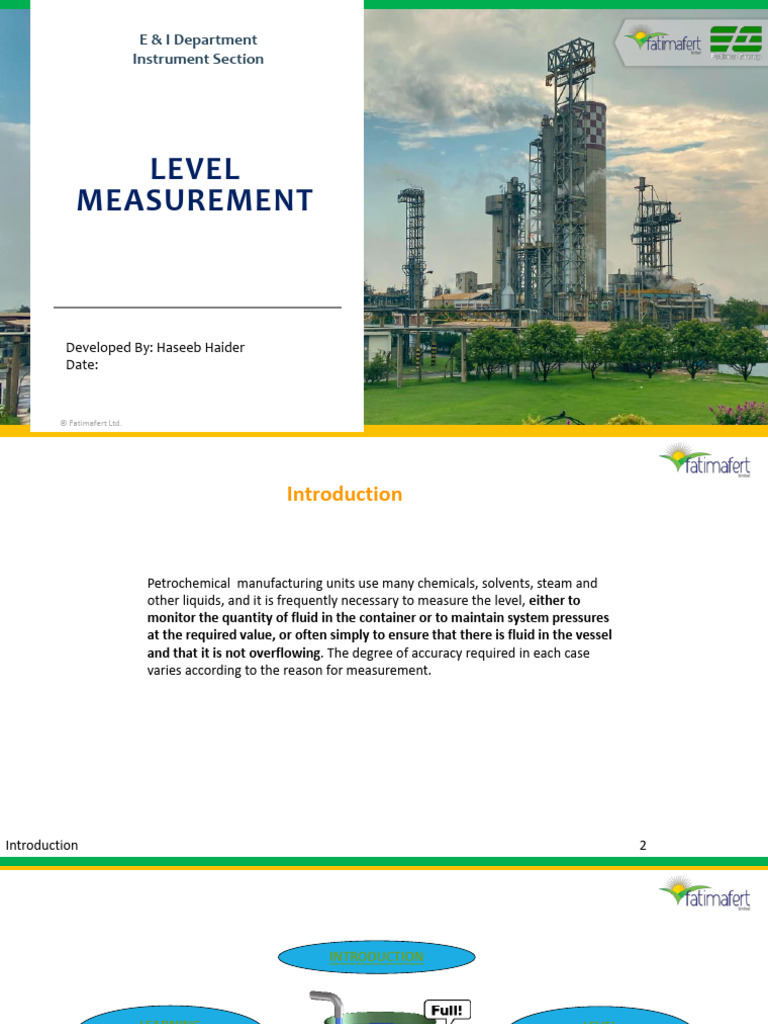 Level Measurement: E & I Department Instrument Section | PDF