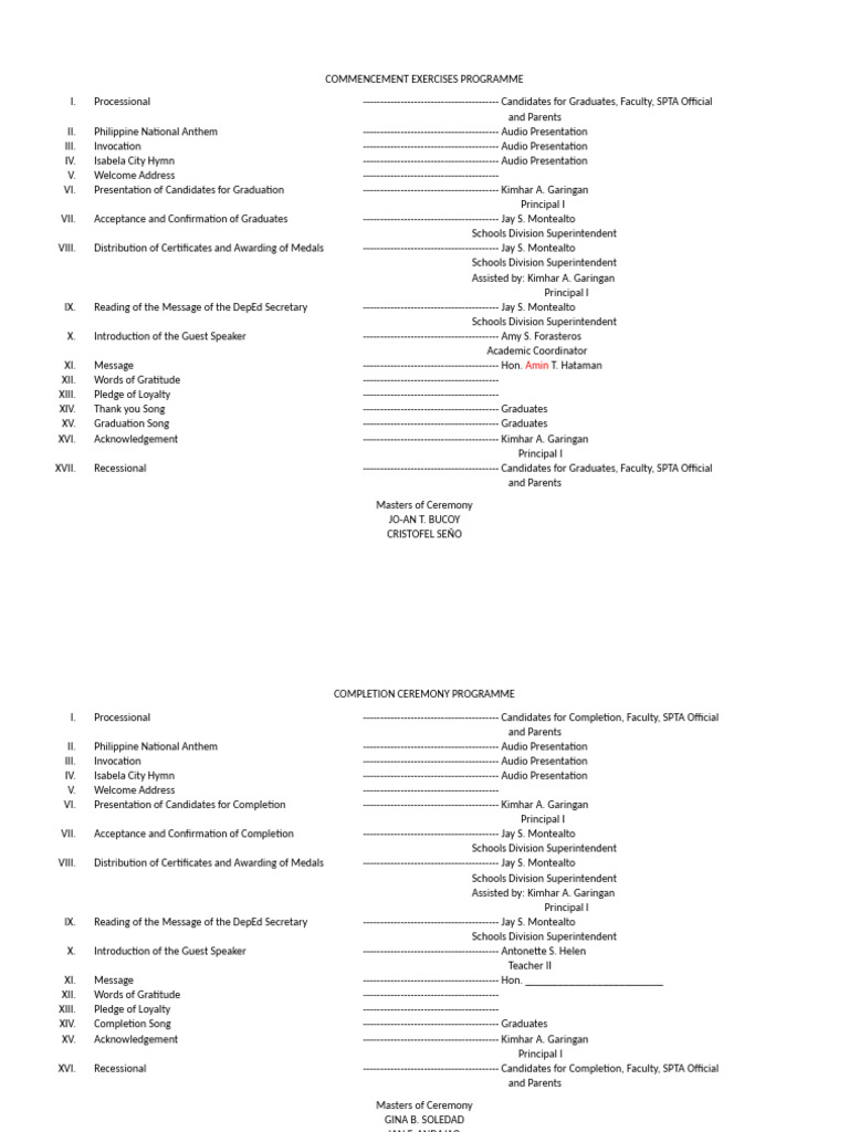 Commencement Exercises Programme | PDF