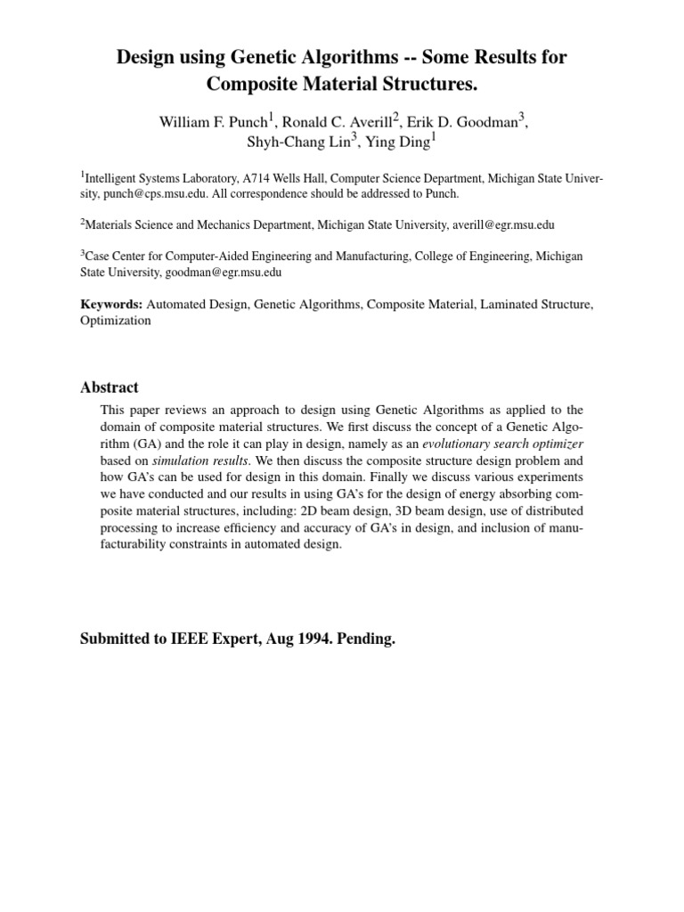 Genetic Algorithms for Composite Design | PDF | Genetic Algorithm ...