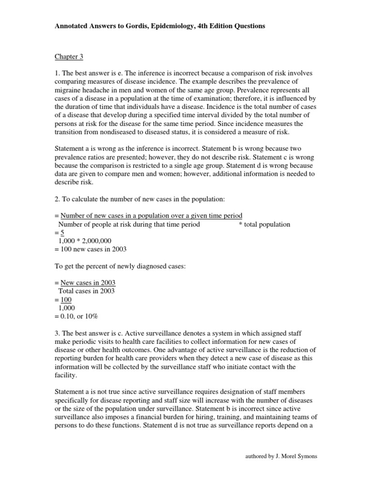 Annotated Answers To Gordis, Epidemiology, 4th Edition Questions PDF