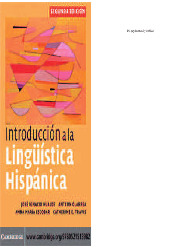 Introduccion A La Linguistica Hispánica | PDF
