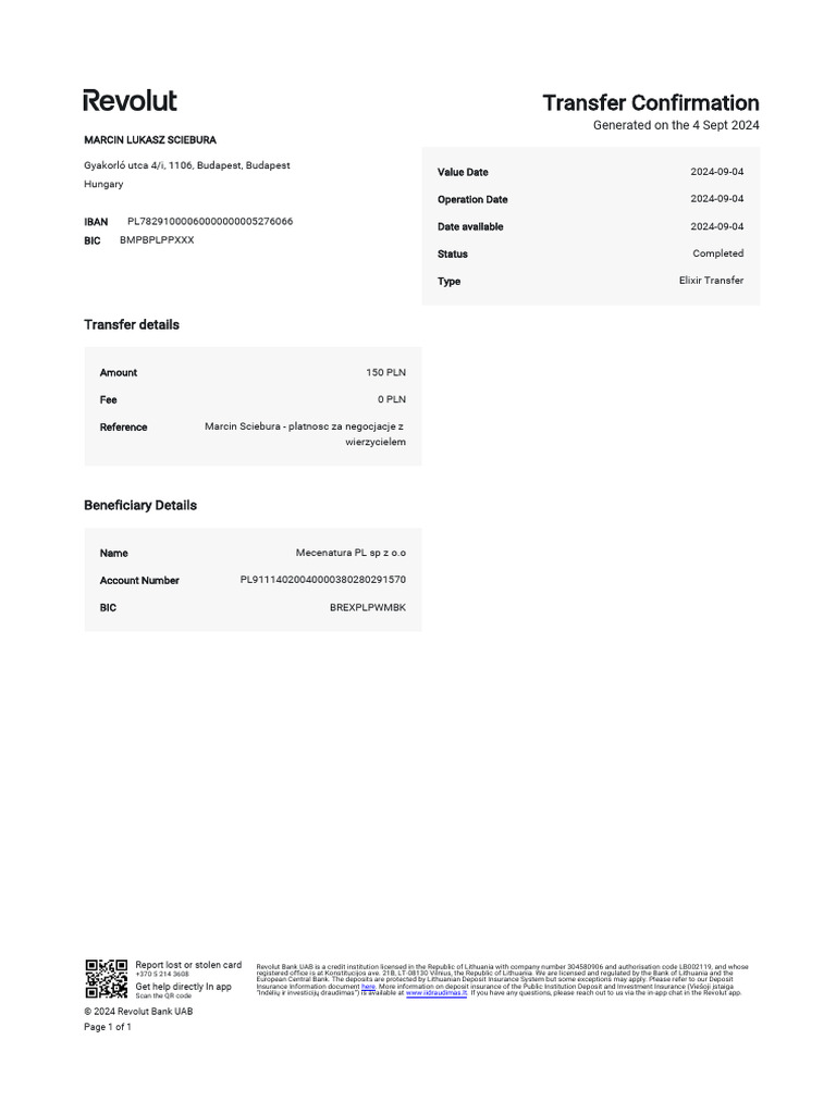 Transaction Confirmation Report - en GB - 0381f0 | PDF