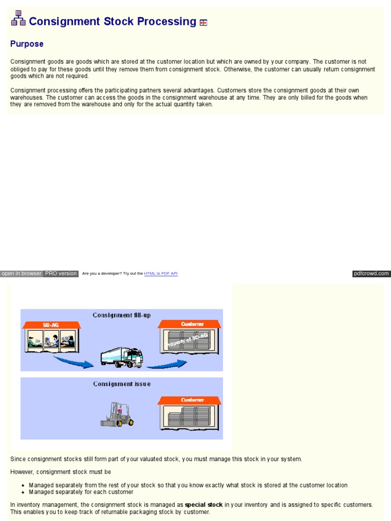 Consignment Stock Processing PDF Inventory Html