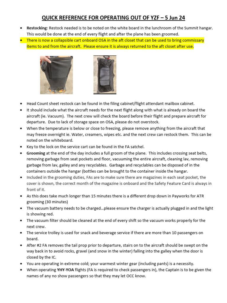 Quick Reference For Operating Out of YZF 5 Jun 24 | PDF