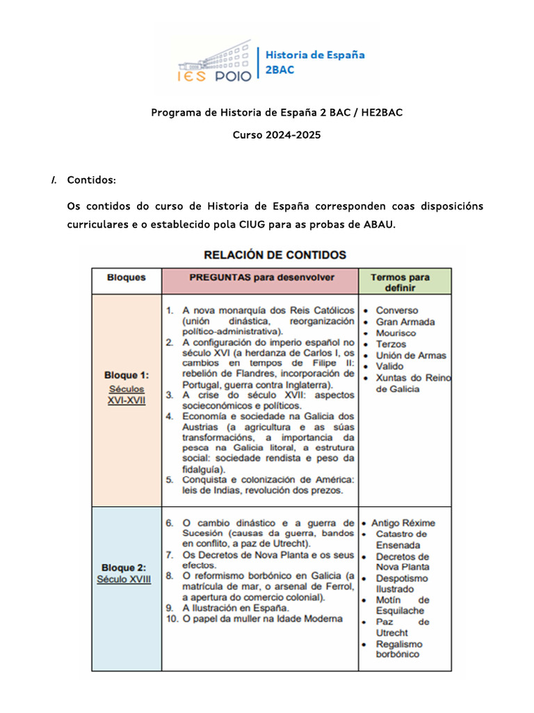 Programa HES2BAC 24 25 | PDF
