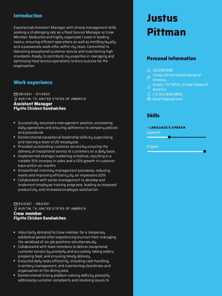 Justus Pittman Resume PDF - 1728328182