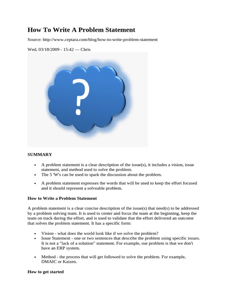 Writing Effective Problem Statements | PDF | Business