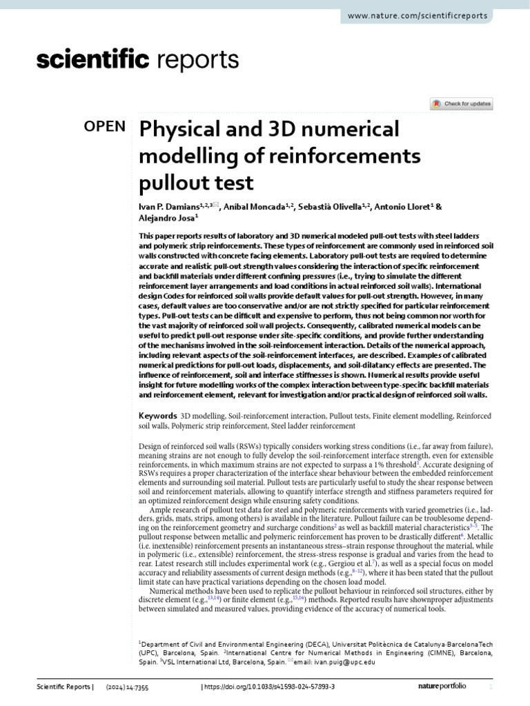 ART. DAMIANS Et Al., 2024 - Physical and 3D Numerical Modelling of ...