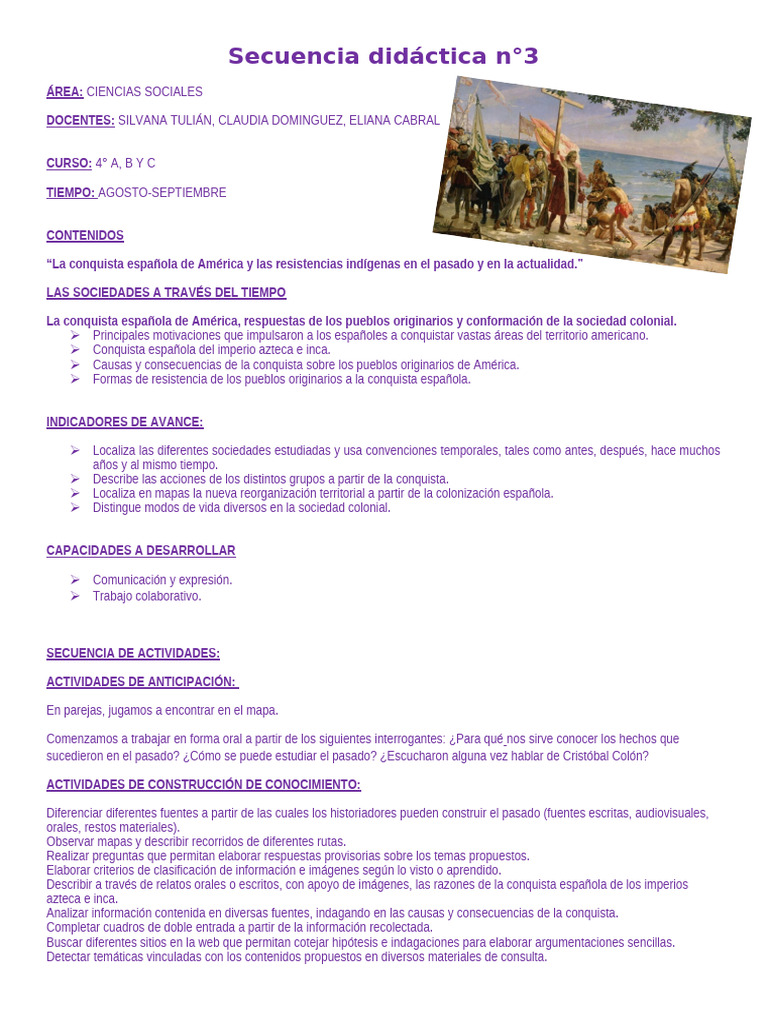 Actividades sobre la Conquista de América | PDF | Cristobal colon | Mapa