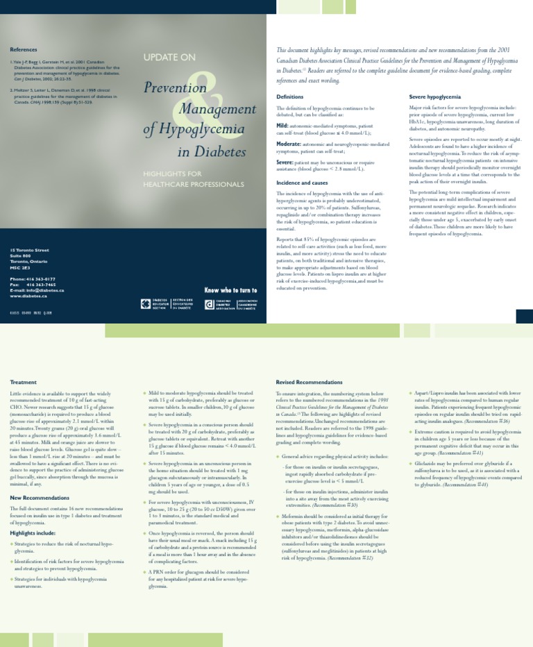 Hypo Guidelines Brochure | PDF | Hypoglycemia | Diabetes Mellitus Type 2