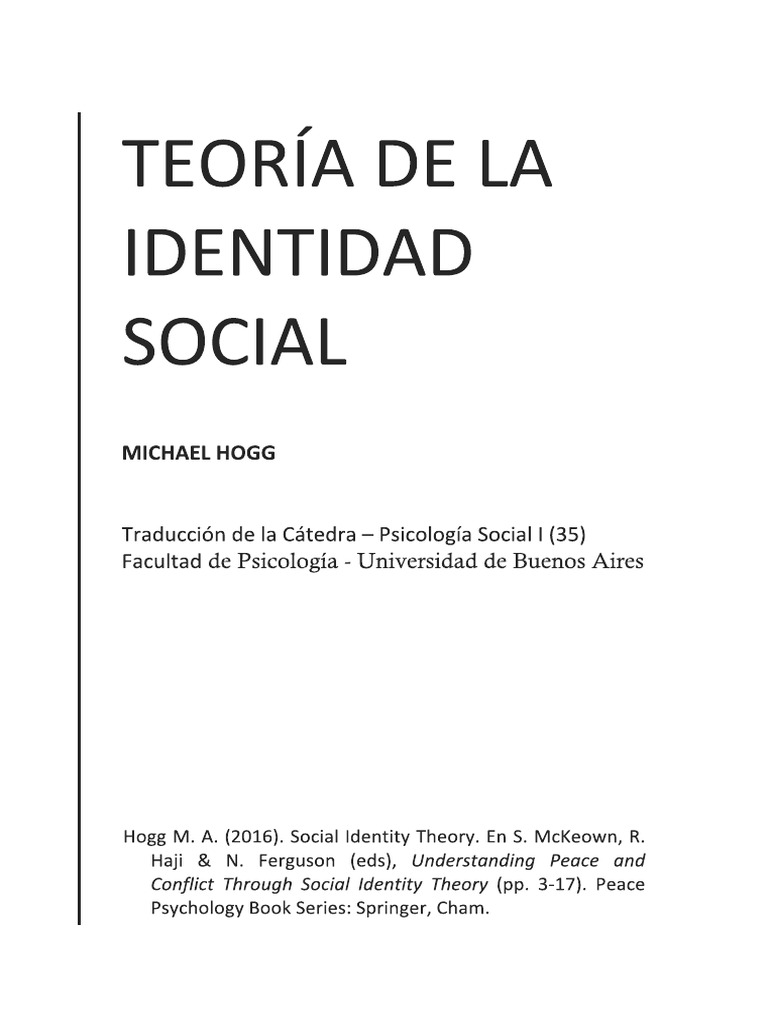 Teoria de La Identidad Social - Hogg | PDF