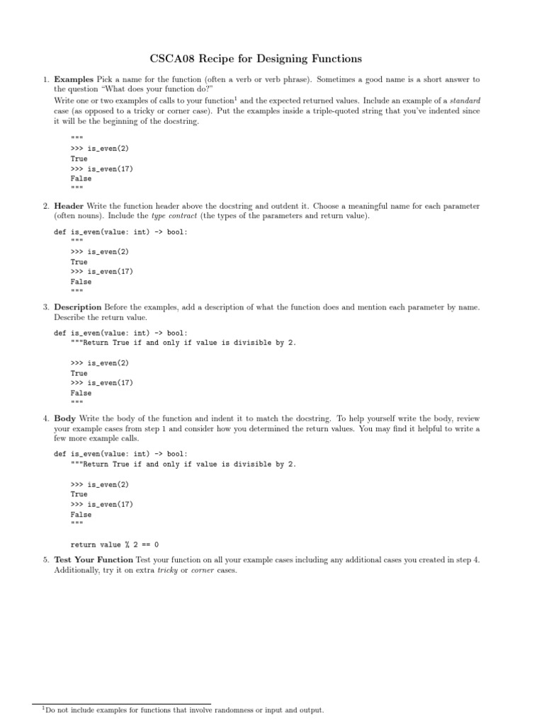 1 Design Recipe | PDF