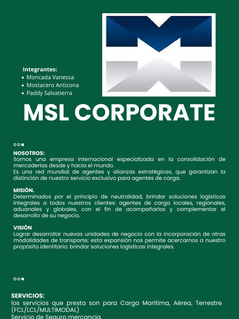 MSL Corporate: Soluciones Logísticas Integrales | PDF