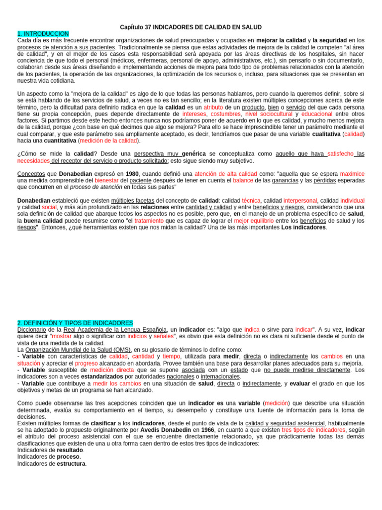 6.7 Indicadores de Calidad en Salud | PDF