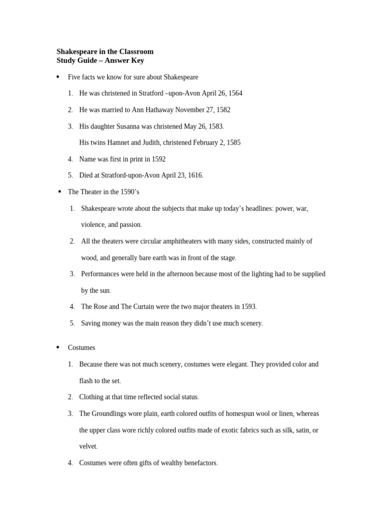Shakespeare in The ClassroomKey | PDF