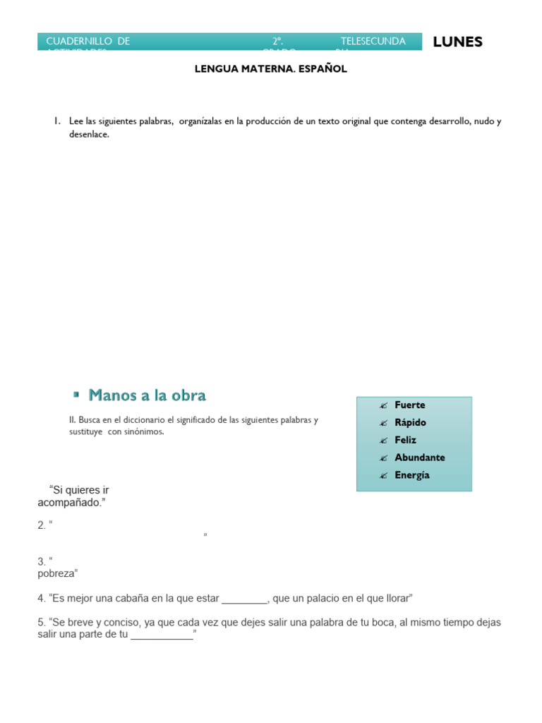 Cuadernillo de Actividades Segundo Grado | PDF
