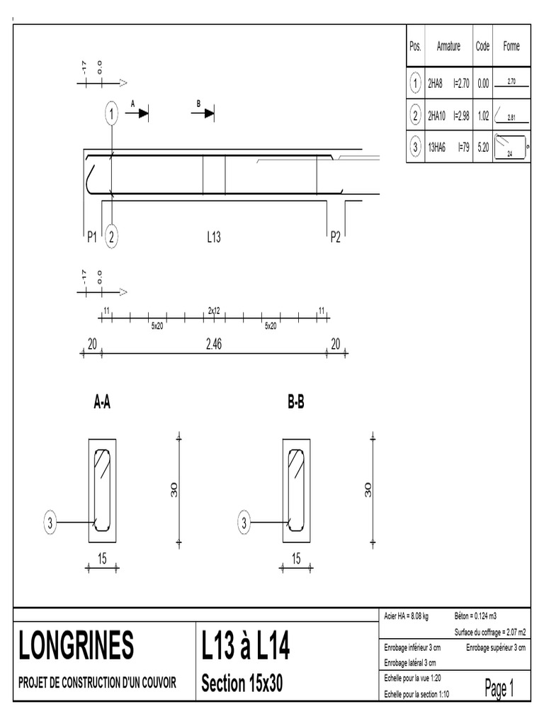 Longrines L13 À L14: Section 15x30 | PDF | Ingénierie des structures ...