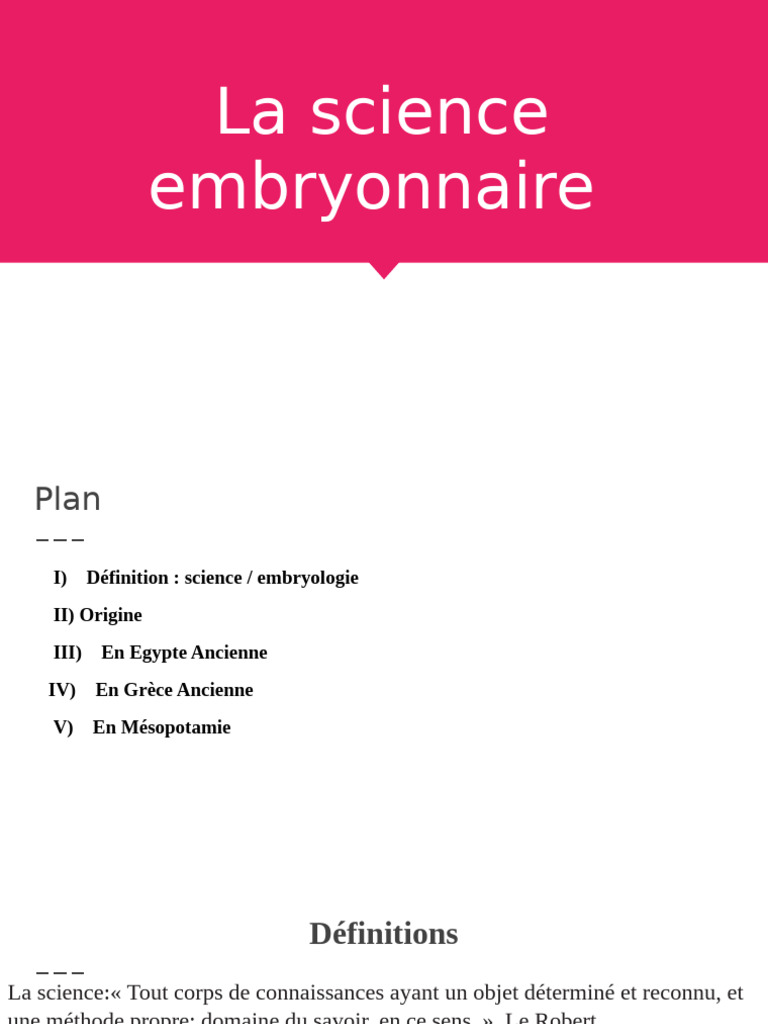Séance Embryonnaire | PDF