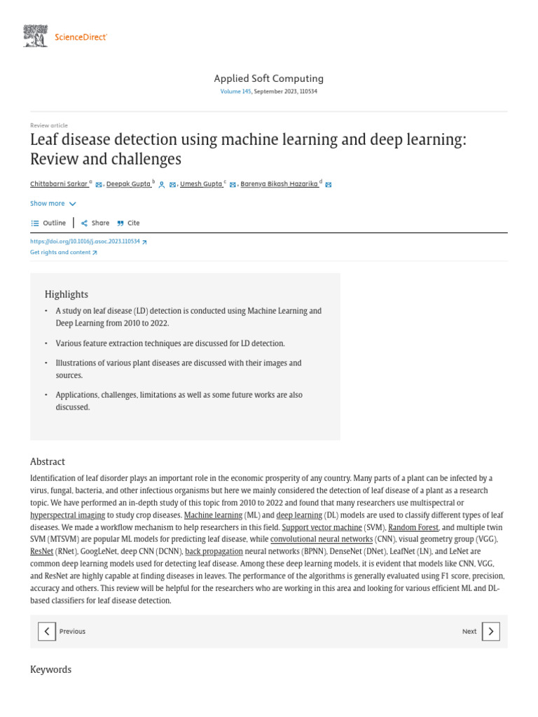 Leaf Disease Detection Using Machine Learning and Deep Learning: Review ...