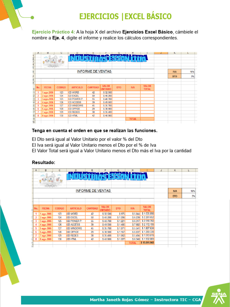 Ejerc Excel 4 | PDF