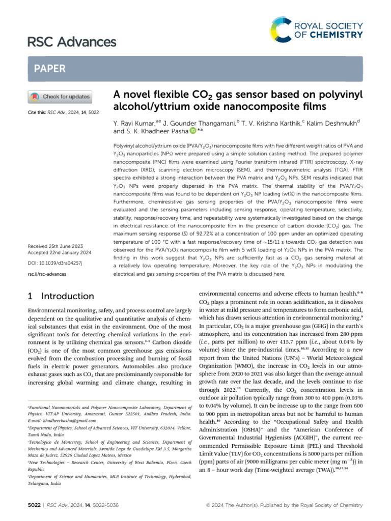A Novel Flexible CO2 Gas Sensor Based On Polyvinyl | PDF ...