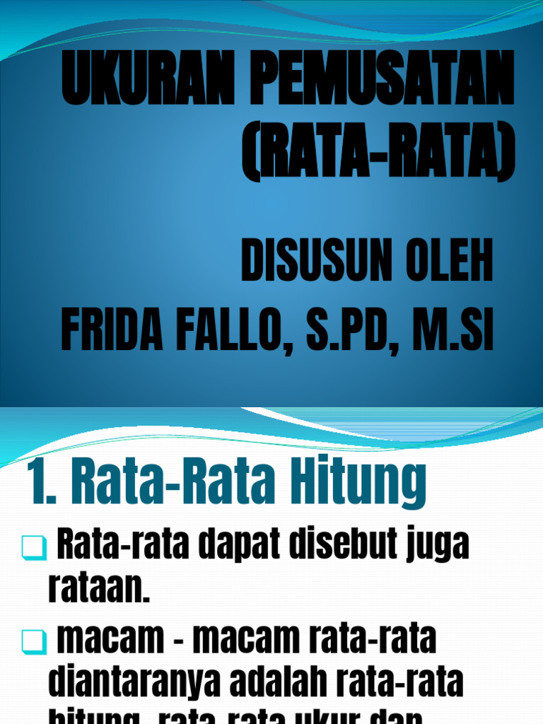 III. Ukuran Pemusatan (Rata-Rata) | PDF