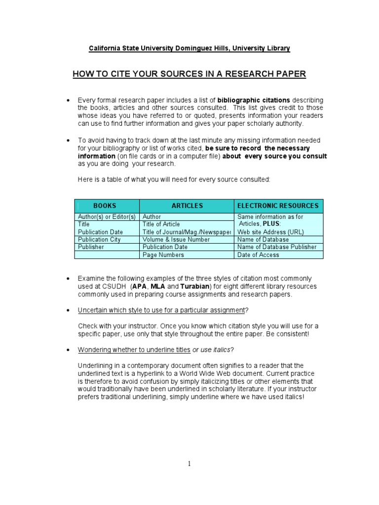 Citing Sources A Manual For Writers Of Research Papers Citation