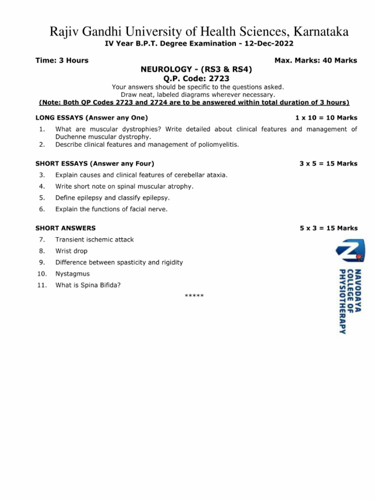 Rguhs 4th BPT Dec 2022 QP | PDF