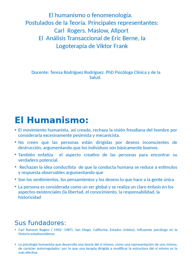 El Humanismo | PDF | Psicologia humanista | Sicología