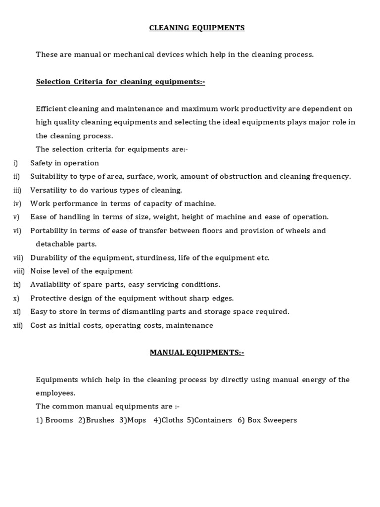 Cleaning Equipments | PDF