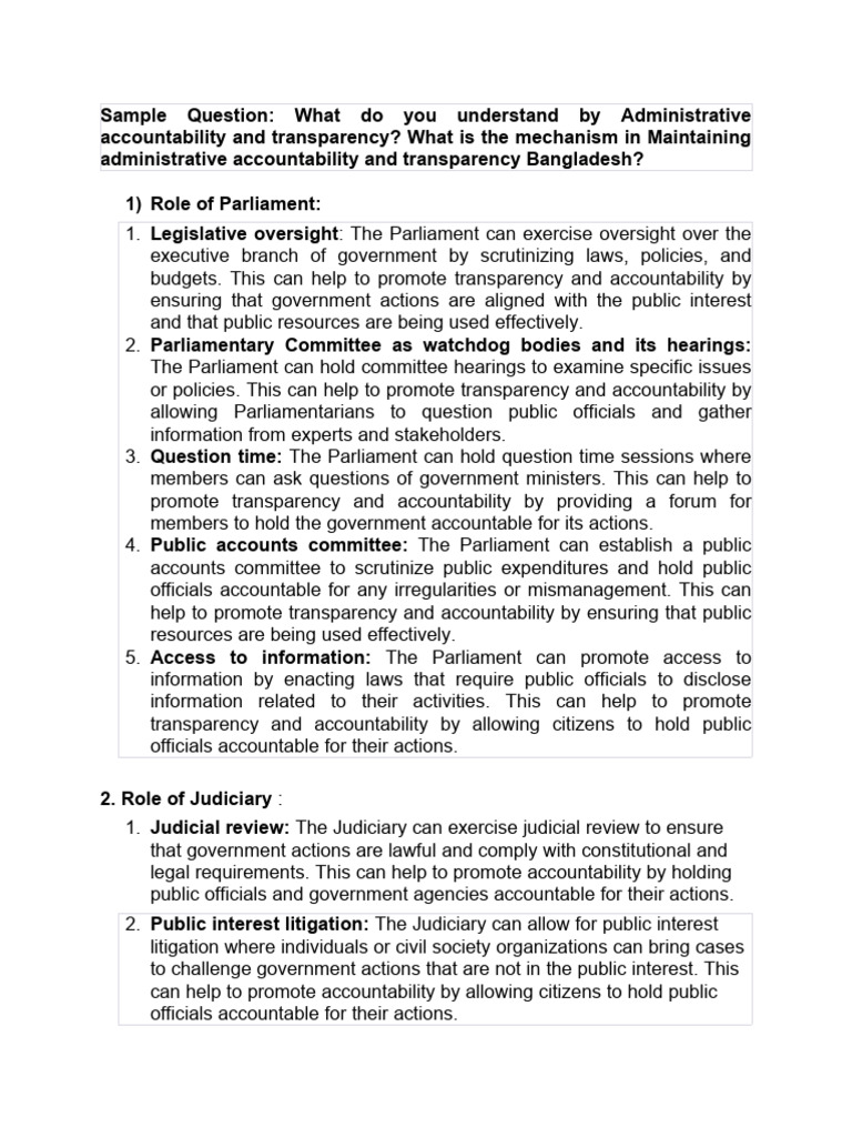 Lecture 05 Administrative Accountability and Transparency | PDF