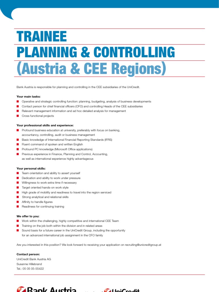 Trainee Position in Planning & Controlling | PDF