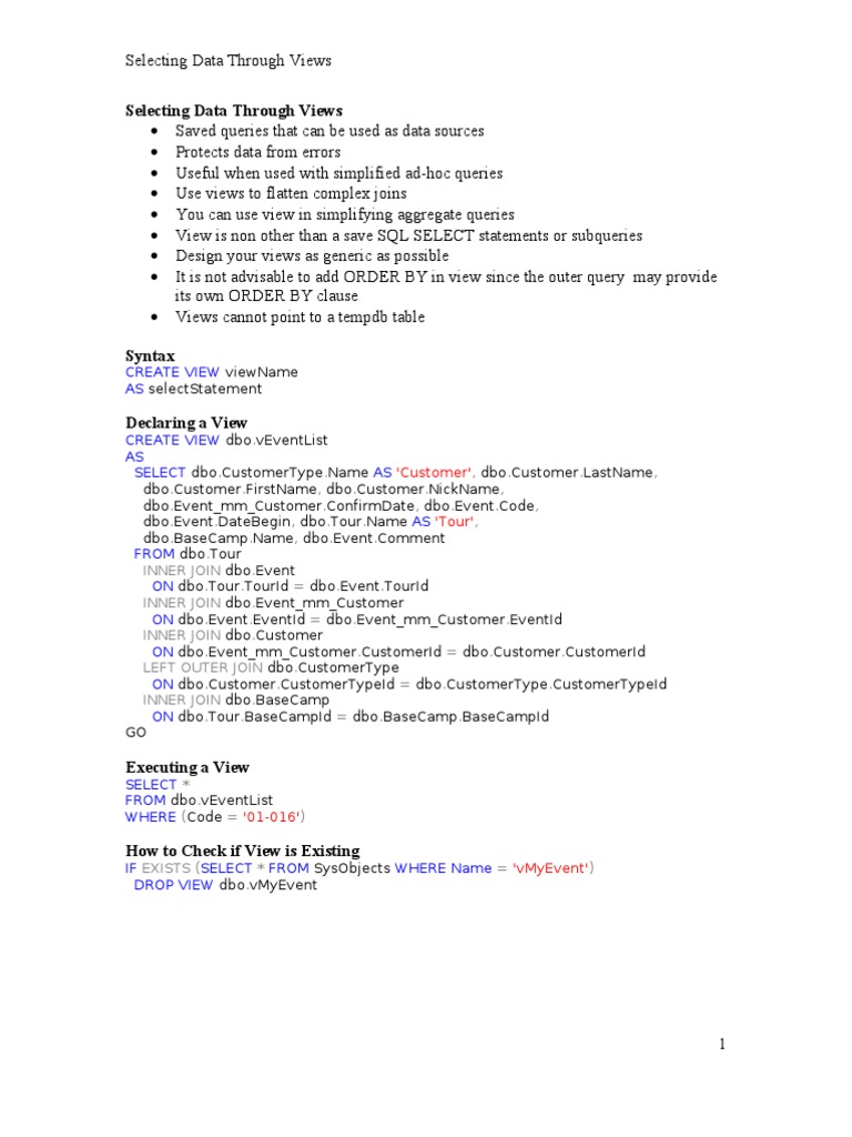 Data Selection and Management with Views | PDF | Data Management ...